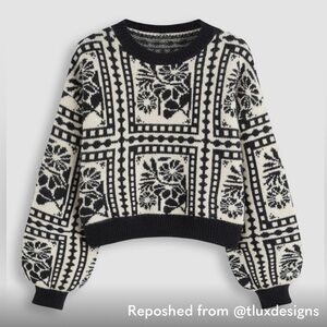Cider Black and White Patterned Sweater